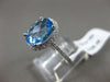 ESTATE WIDE 2.20CT DIAMOND & AAA BLUE TOPAZ 14K WHITE GOLD CLASSIC MILGRAIN RING