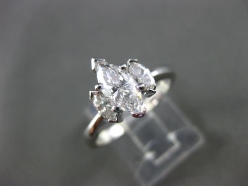 ESTATE 1.08CT MARQUISE DIAMOND 14KT WHITE GOLD 3 STONE ENGAGEMENT RING #22155