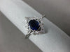 ESTATE .73CT DIAMOND & AAA SAPPHIRE 18KT WHITE GOLD FLOWER FILIGREE PROMISE RING