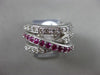 ESTATE WIDE 1.62CT DIAMOND & AAA RUBY 14KT WHITE GOLD 3D MULTI BAND X LOVE RING