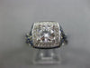 ESTATE LARGE 2.19CT DIAMOND & AAA SAPPHIRE 14KT WHITE GOLD HALO ENGAGEMENT RING