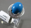 ESTATE 10.46CT DIAMOND & AAA TURQUOISE 14KT WHITE GOLD PAVE HALO OVAL RING 20563