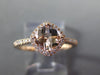 ESTATE .92CT DIAMOND & AAA MORGANITE 14K ROSE GOLD CLASSIC CUSHION FUN LOVE RING