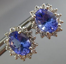 ESTATE 3.22CT DIAMOND & AAA TANZANITE 14KT WHITE GOLD 3D CLUSTER EARRINGS #2316