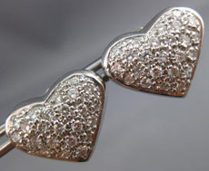 ESTATE 1.70CT DIAMOND 14KT WHITE GOLD 3D PAVE HEART SHAPE LOVE EARRINGS #21492