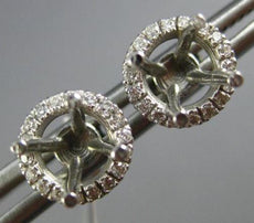 ESTATE .22CT DIAMOND 14KT WHITE GOLD 4 PRONG ROUND SEMI MOUNT HALO STUD EARRINGS