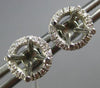 ESTATE .22CT DIAMOND 14KT WHITE GOLD 4 PRONG ROUND SEMI MOUNT HALO STUD EARRINGS