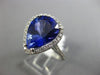 ESTATE LARGE 7.10CT DIAMOND & AAA TANZANITE 14KT WHITE GOLD HALO ENGAGEMENT RING