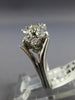 ANTIQUE WIDE .65CT ROUND & MARQUISE DIAMOND 14K WHITE GOLD 3D FLORAL RING #21178