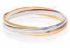 ESTATE 14KT WHITE YELLOW AND ROSE GOLD 3D CLASSIC TRINITY FUN BANGLE BRACELET