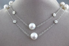 ESTATE EXTRA LONG 14K WHITE GOLD AAA SOUTH SEA PEARL FLOWER BY THE YARD NECKLACE