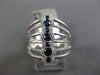 ESTATE WIDE .70CT DIAMOND & AAA SAPPHIRE 14K WHITE GOLD 3D MULTI ROW ETOILE RING