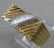 ANTIQUE .35CT BAGUETTE DIAMOND 14K 2 TONE GOLD FILIGREE MENS RING 8.5MM #11634