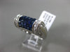 ESTATE WIDE 3.35CT DIAMOND & AAA BLUE SAPPHIRE 14KT WHITE GOLD 3D SEMI DOME RING