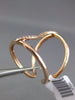 ESTATE LARGE .18CT DIAMOND 14KT ROSE GOLD 3D DOUBLE ROW S SNAKE WAVE FUN RING