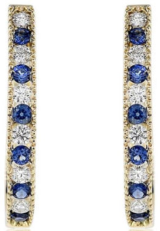 1.33CT DIAMOND & AAA SAPPHIRE 18KT YELLOW GOLD 3D MILGRAIN HANGING EARRINGS