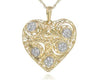 ESTATE .14CT DIAMOND 14KT YELLOW GOLD 3D CLASSIC FILIGREE HEART LOVE PENDANT