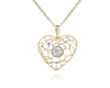 ESTATE .05CT DIAMOND 14KT YELLOW GOLD 3D WEB OPEN FILIGREE HEART LOVE PENDANT