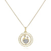 ESTATE .08CT DIAMOND 14KT YELLOW GOLD 3D DOUBLE LOVE BIRD CIRCULAR FUN PENDANT