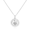 ESTATE .08CT DIAMOND 14KT WHITE GOLD 3D DOUBLE LOVE BIRD CIRCULAR FUN PENDANT
