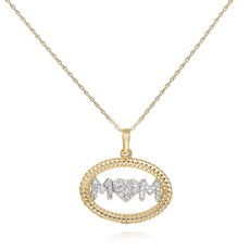 ESTATE .12CT DIAMOND 14KT YELLOW GOLD 3D CLASSIC MOM OVAL LOVE PENDANT