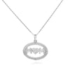 ESTATE .12CT DIAMOND 14KT WHITE GOLD 3D CLASSIC MOM OVAL LOVE PENDANT