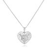 ESTATE .18CT DIAMOND 14KT WHITE GOLD 3D HEART MULTI LEAF FILIGREE LOVE PENDANT