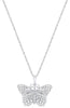 ESTATE .06CT DIAMOND 14KT WHITE GOLD 3D CLASSIC BUTTERFLY LOVE PENDANT
