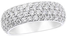 WIDE 1.49CT DIAMOND 14KT WHITE GOLD 3D MULTI ROW PAVE ROUND ANNIVERSARY RING