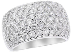 LARGE 3.03CT DIAMOND 14KT WHITE GOLD 3D MULTI ROW PAVE ROUND ANNIVERSARY RING