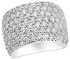 EXTRA LARGE 3.48CT DIAMOND 14KT WHITE GOLD MULTI ROW PAVE ROUND ANNIVERSARY RING