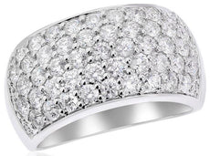 LARGE 1.91CT DIAMOND 14KT WHITE GOLD 3D MULTI ROW PAVE ROUND ANNIVERSARY RING