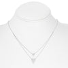 ESTATE .24CT DIAMOND 14KT WHITE GOLD 3D CLASSIC DOUBLE HEART LOVE NECKLACE