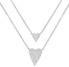 ESTATE .24CT DIAMOND 14KT WHITE GOLD 3D CLASSIC DOUBLE HEART LOVE NECKLACE