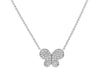 1.10CT DIAMOND 18KT WHITE GOLD 3D CLASSIC BUTTERFLY DOUBLE HEART LOVE NECKLACE