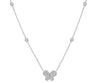 1.10CT DIAMOND 18KT WHITE GOLD 3D CLASSIC BUTTERFLY DOUBLE HEART LOVE NECKLACE