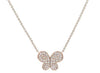 1.10CT DIAMOND 18KT ROSE GOLD 3D CLASSIC BUTTERFLY DOUBLE HEART LOVE NECKLACE