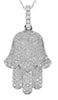 LARGE 1.11CT DIAMOND 18KT WHITE GOLD 3D LUCKY CHAMSA HAMSA FLOATING PENDANT