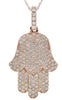 LARGE 1.14CT DIAMOND 18KT ROSE GOLD 3D LUCKY CHAMSA HAMSA FLOATING PENDANT