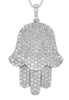 ESTATE LARGE 1.98CT DIAMOND 18KT WHITE GOLD LUCKY CHAMSA HAMSA FLOATING PENDANT