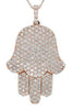 ESTATE LARGE 2.0CT DIAMOND 18KT ROSE GOLD 3D LUCKY CHAMSA HAMSA FLOATING PENDANT