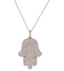 LARGE 4.14CT ROUND DIAMOND 18KT ROSE GOLD 3D HAMSA CHAMSA LUCKY FLOATING PENDANT