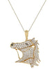 LARGE 4.28CT WHITE & BLUE DIAMOND 18KT YELLOW GOLD HAPPY HORSE FLOATING PENDANT