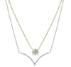 .46CT DIAMOND 18KT TWO TONE GOLD ROUND & MARQUISE FLOWER V SHAPE FUN NECKLACE