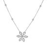 .80CT ROUND & MARQUISE DIAMOND 18KT WHITE GOLD 3D FLOWER BY THE YARD NECKLACE
