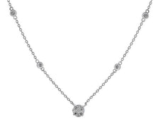 .25CT DIAMOND 18KT WHITE GOLD 3D ROUND CLASSIC FLOWER BY THE YARD NECKLACE