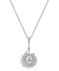 .86CT DIAMOND 18KT WHITE GOLD 3D MULTI SHAPE TEAR DROP FLOWER FLOATING PENDANT