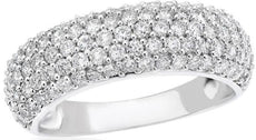 WIDE 1.28CT DIAMOND 18KT WHITE GOLD 3D MULTI ROW PAVE ROUND ANNIVERSARY RING