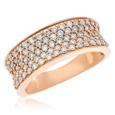 WIDE .98CT DIAMOND 18KT ROSE GOLD 3D MULTI ROW CLASSIC WEDDING ANNIVERSARY RING