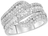 ESTATE 1.78CT DIAMOND 18KT WHITE GOLD 3D MULTI ROW LOVE KNOT ANNIVERSARY RING